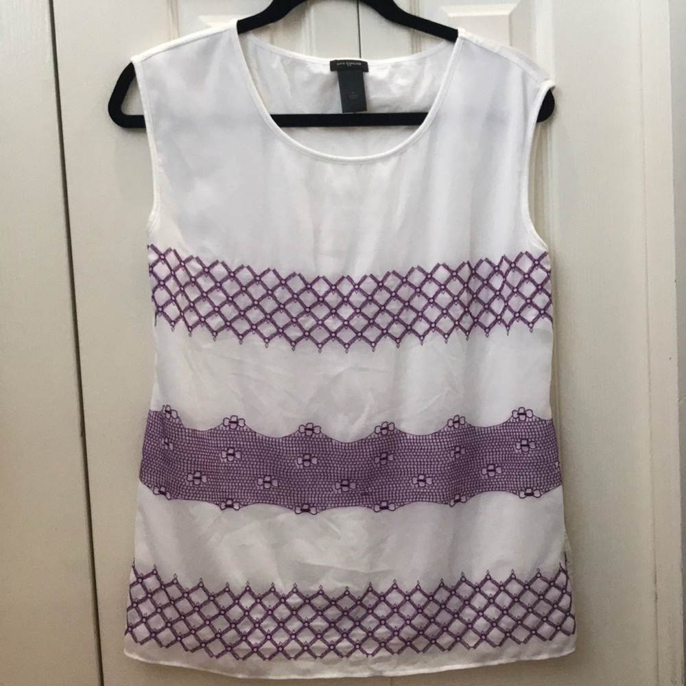 Ann Taylor Top | lightly worn | stitched pattern